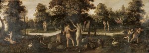Adamo ed Eva cacciati dal Paradiso da Flemish School